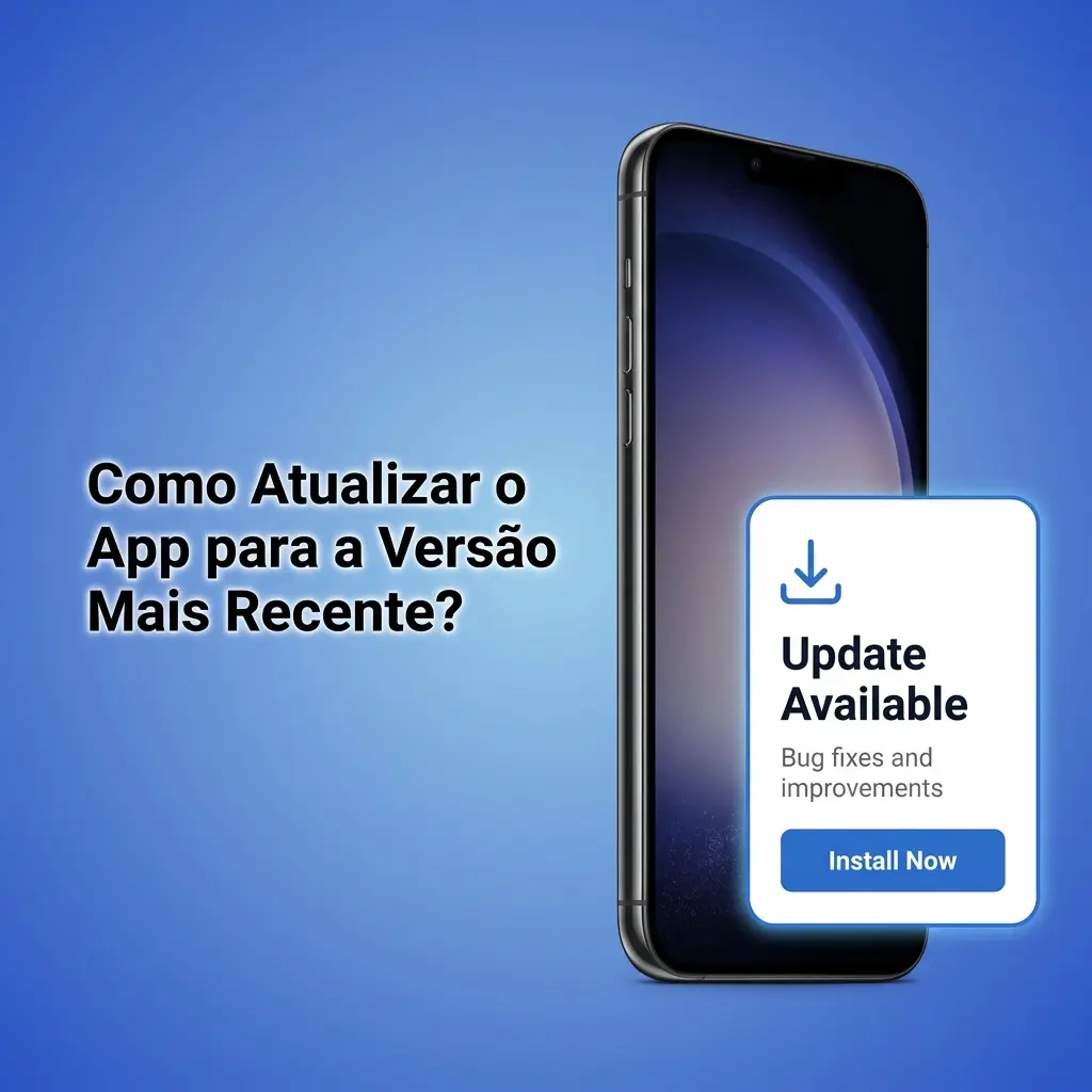 Tela do app mostrando notificação de atualização disponível com botão Baixar Atualização no Android