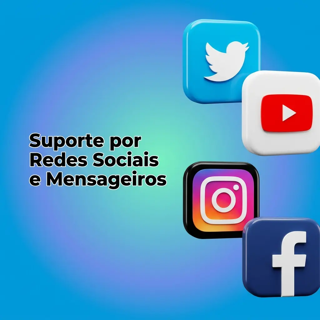 Suporte via WhatsApp, Telegram e redes sociais com respostas rápidas entre 5 e 15 minutos